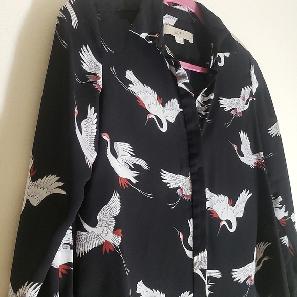 Loft button up crane black blouse - Picture 3 of 7